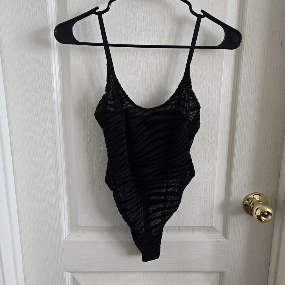 ASOS Black Zebra Pattern Bodysuit